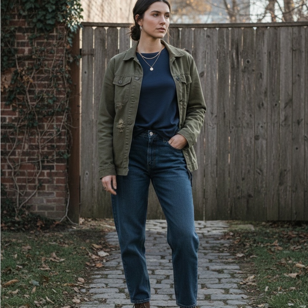 COMO VINTAGE Navy Blue Side Cinch Ruched Long Sleeve Top Medium - Picture 6 of 7